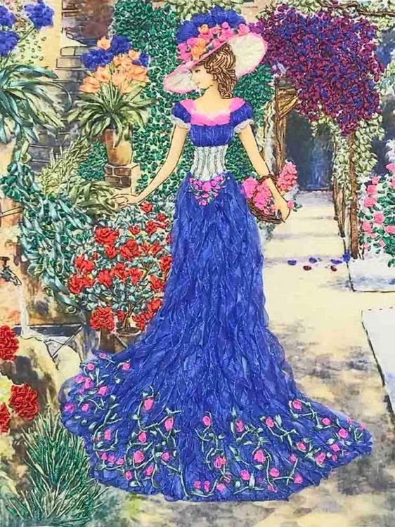 Набор для вышивания «Дама с корзиной цветов»