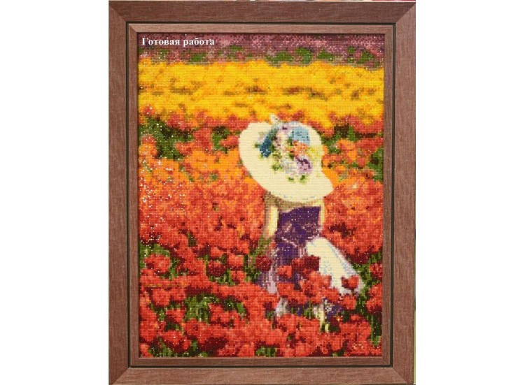Алмазная вышивка «Девочка в тюльпанах» — картинка 3
