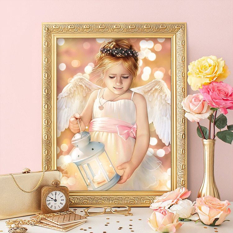 Алмазная вышивка «Ангел с фонариком» — картинка 2