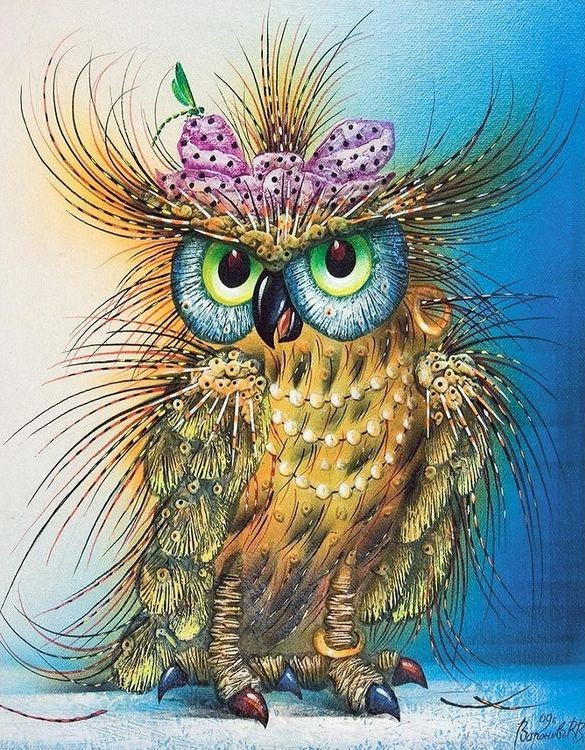 Картина по номерам «Сова с бантиком» — картинка 2