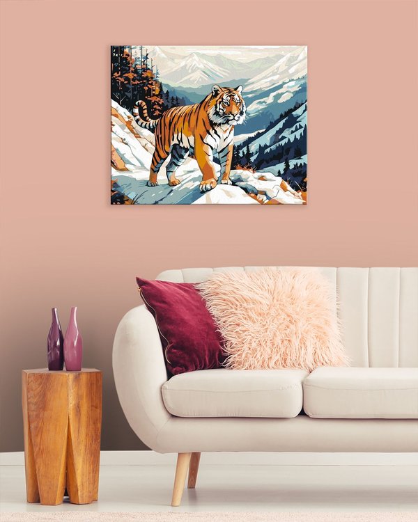 Картина по номерам «Тигр в заснеженных горах» — картинка 3