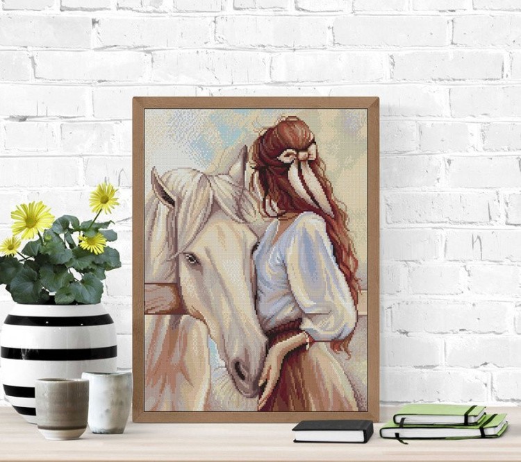 Алмазная вышивка «Девушка и лошадь» — картинка 2
