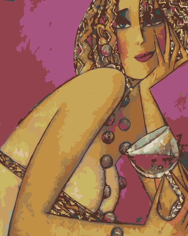 Картина по номерам «Девушка с бокалом вина»