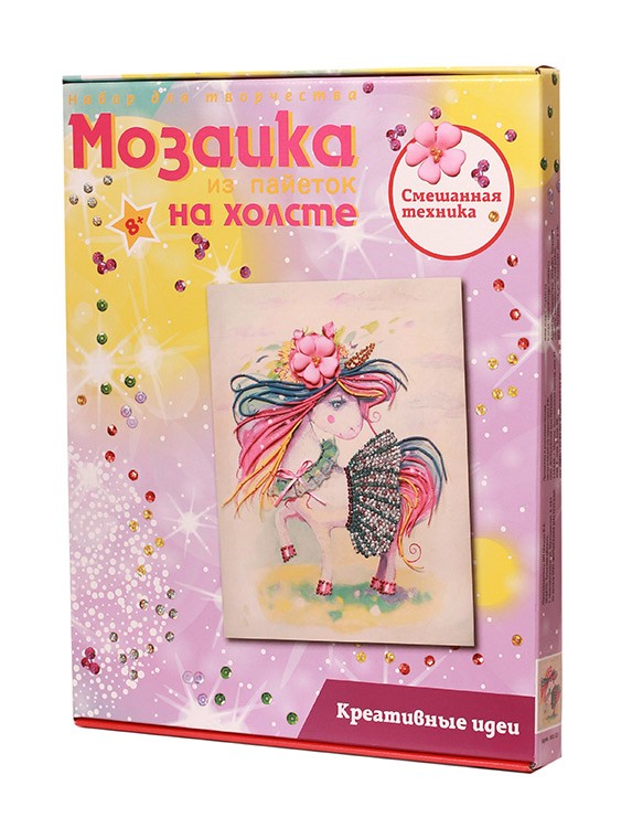 Картина на холсте из пайеток «Единорожка» — картинка 2