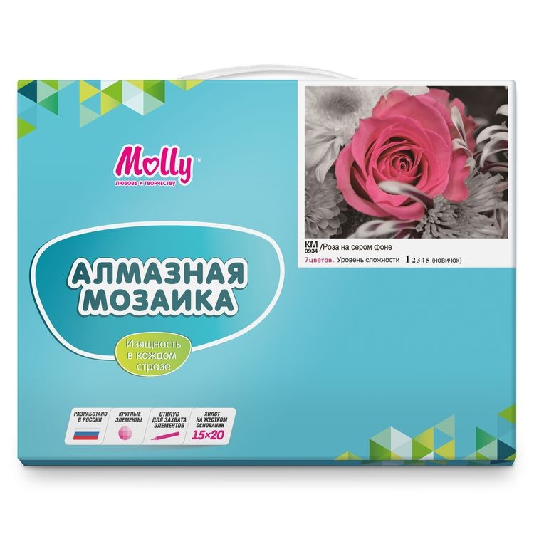 Алмазная вышивка «Роза на сером фоне» — картинка 5