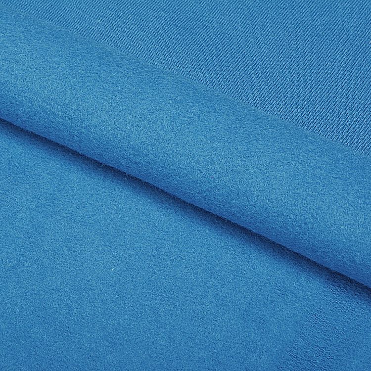 Ткань трикотаж Футер 2х нитка, начес, с лайкрой, 6 м, ширина 200 см, цвет: голубика, TBY — картинка 4