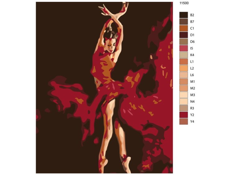 Картина по номерам «Танцовщица в красном» — картинка 2