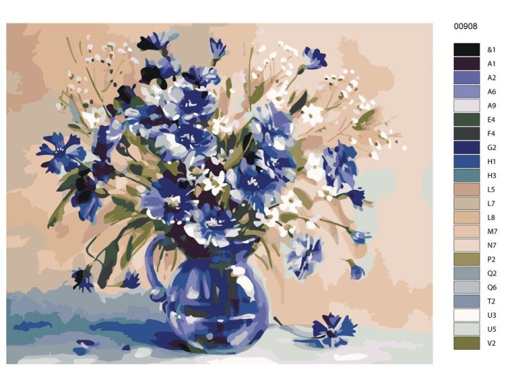 Картина по номерам «Васильки в вазе» — картинка 2