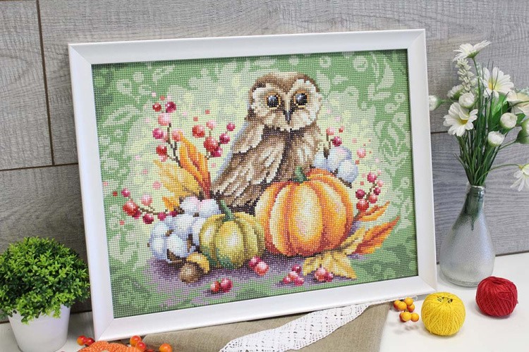 Алмазная вышивка «Сова на тыкве» — картинка 4