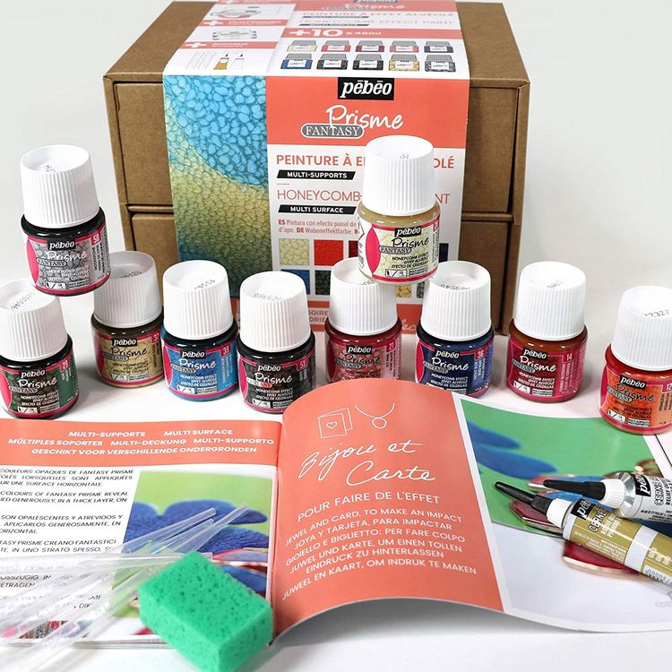 Набор красок Pebeo Fantasy Prisme «Коллекция» с фактурным эффектом с аксессуарами, 10 цв. — картинка 10