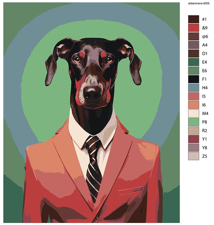 Картина по номерам «Собака доберман в костюме» — картинка 2