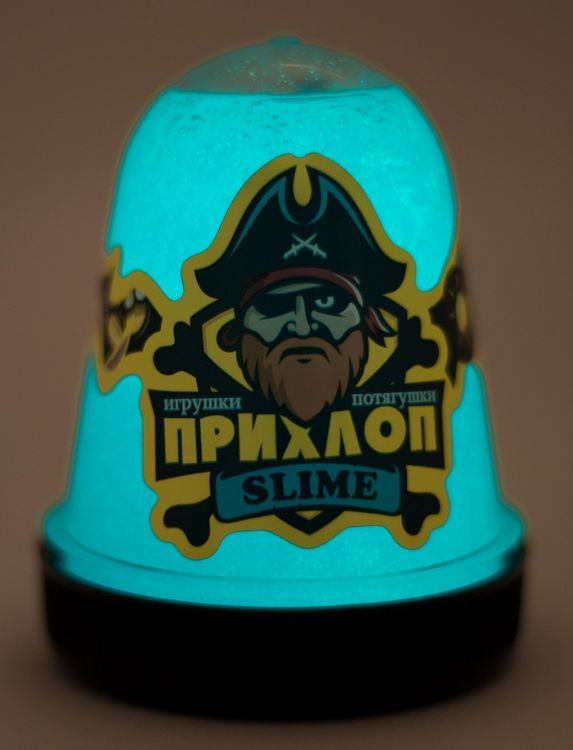 Слайм Прихлоп Люминофор светится в темноте голубой — картинка 2