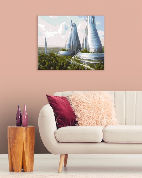 Картина по номерам «Башни города будущего» — картинка 3