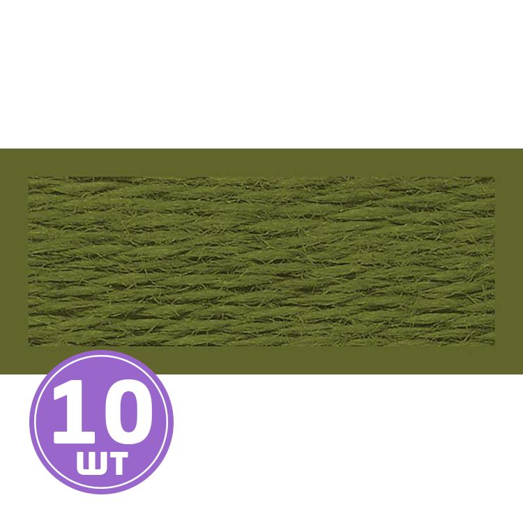 Нитки мулине (шерсть/акрил), 10 шт. по 20 м, цвет: №377 зеленый, Риолис