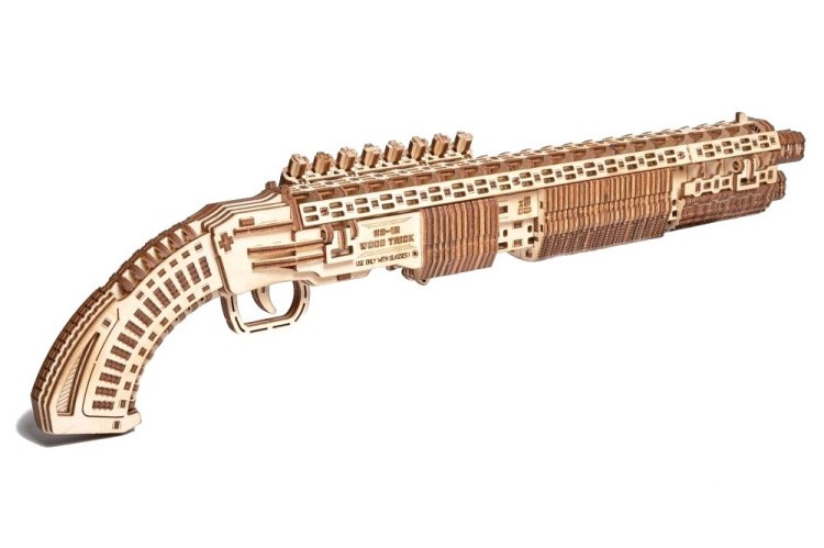 Механическая деревянная сборная модель Wood Trick «Дробовик SG-12 Shotgun» — картинка 3
