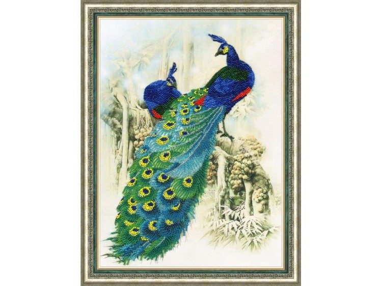 Набор вышивки бисером «Изумрудные павлины» — картинка 2