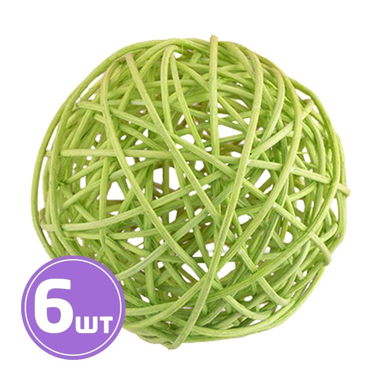 Шар декоративный из ротанга d 7 см, 6 шт., цвет: №03 светло-зеленый, Blumentag