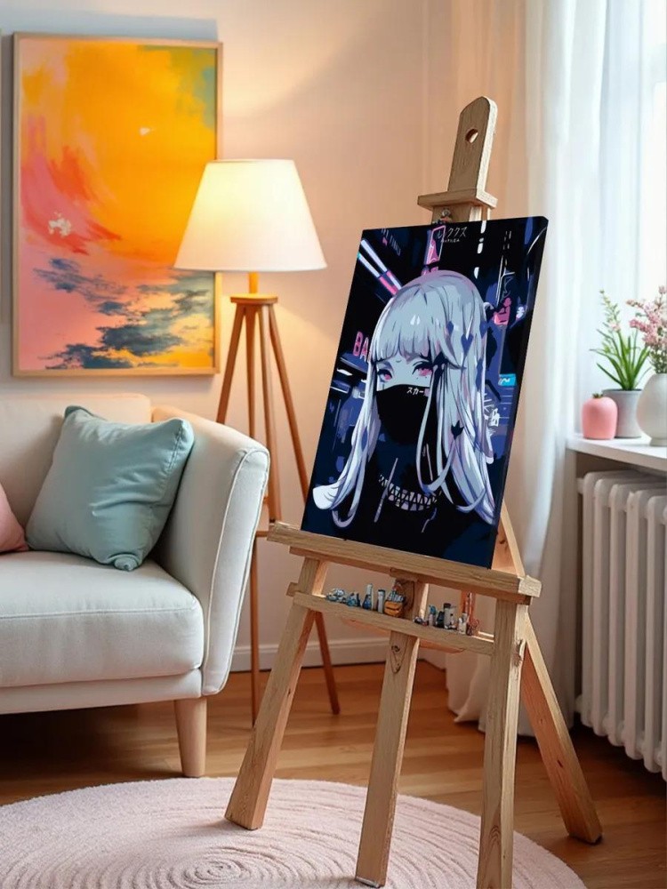 Картина по номерам «Аниме. Девушка в черной маске» — картинка 10