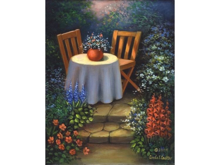 Картина по контурам гризайль «В саду» — картинка 2