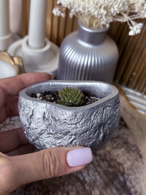 Силиконовый молд - Кашпо под камень №1, 10x8см, 1 шт. — картинка 5