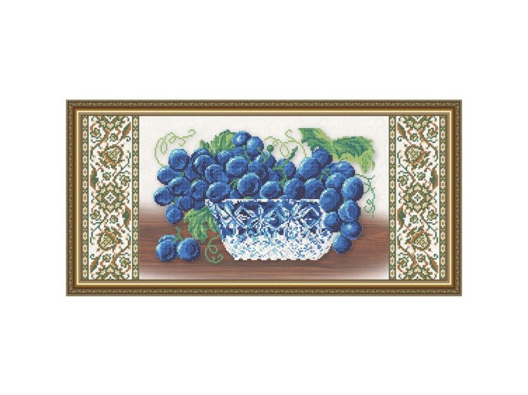 Рисунок на ткани «Хрусталь. Виноград на бежевом»