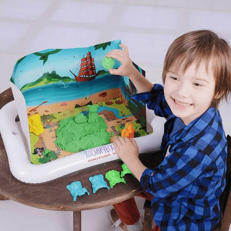 Космический пластичный песок набор «В поисках сокровищ» 3 кг (цвет зелёный) — картинка 9