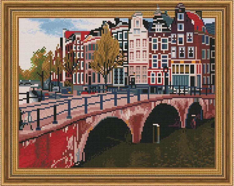 Алмазная вышивка 5D «Канал Амстердама»