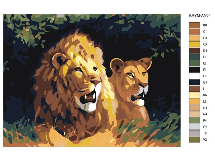 Картина по номерам «Пара львов» — картинка 2