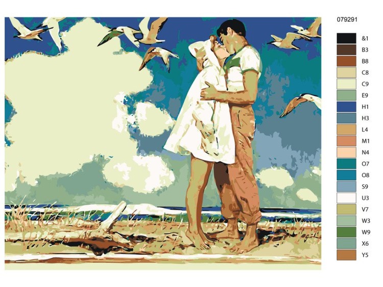 Картина по номерам «Поцелуй у моря» — картинка 2