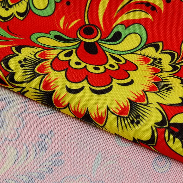 Ткань Габардин, 3 м x 155 см, 140 г/м², цвет: орнамент красный, желтый, IDEAL — картинка 4