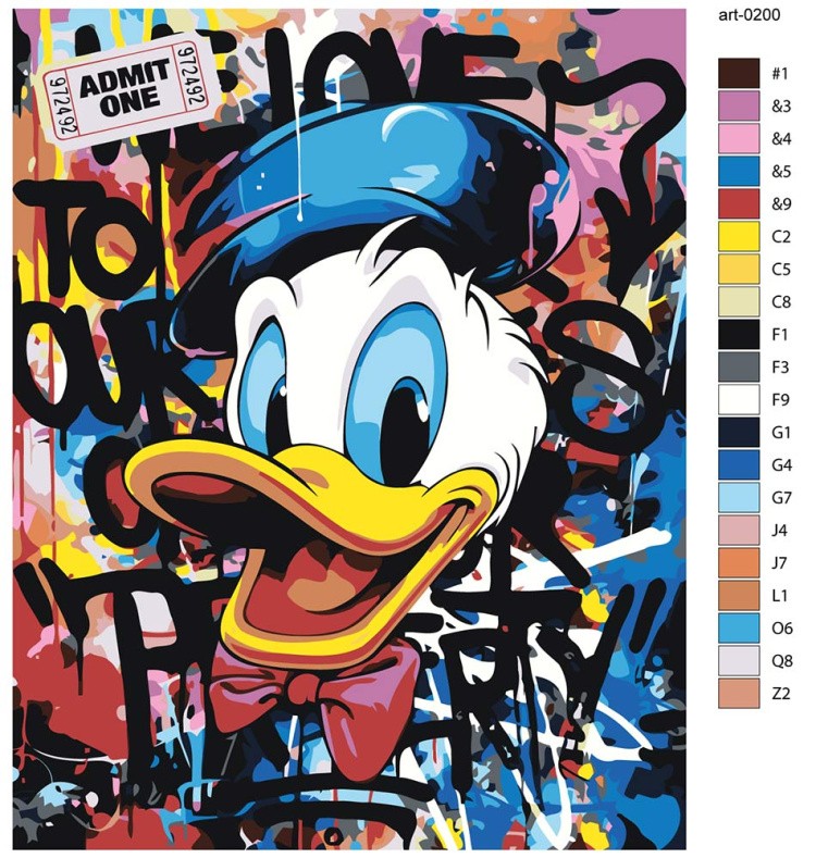 Картина по номерам «Дисней Disney: Дональд Дак граффити арт» — картинка 2