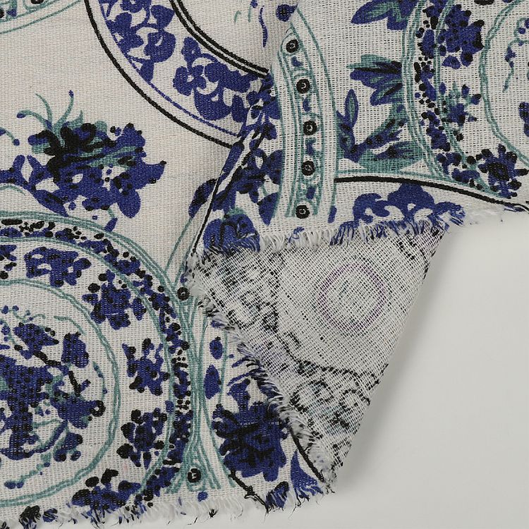 Ткань Лен, 140 г/м², 5 м x 150 см, цвет: синий, принт, TBY — картинка 6