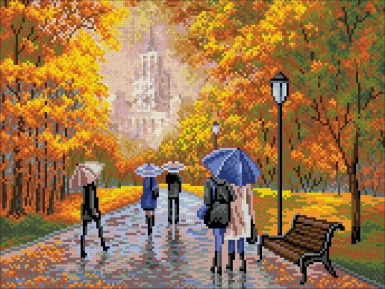 Алмазная вышивка «Осенний парк» — картинка 2