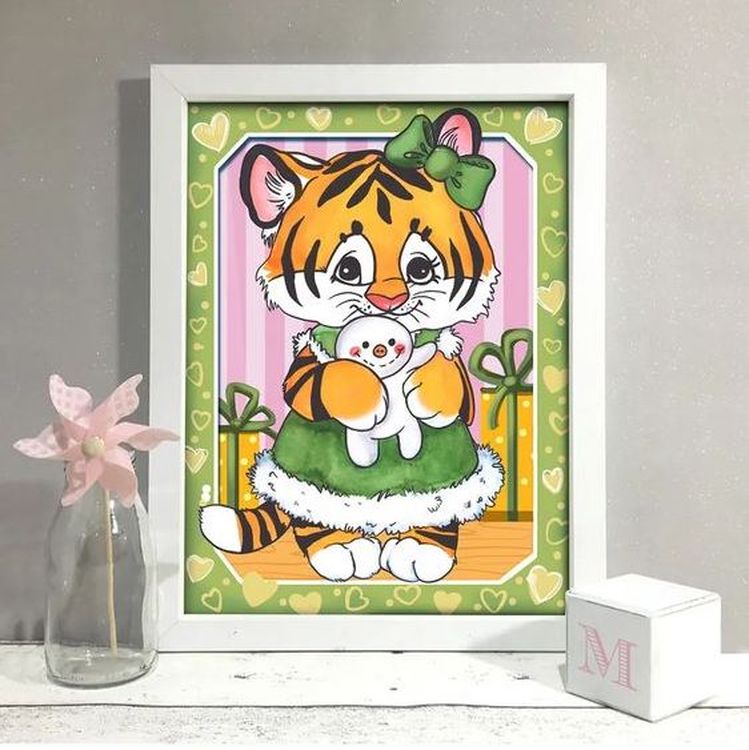 Алмазная вышивка «Тигренок с игрушкой» — картинка 3