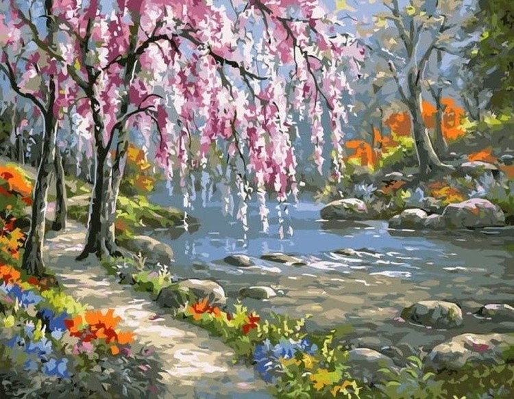 Картина по номерам «Река в лесу»