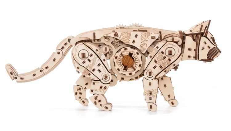 Сборная модель деревянная, конструктор 3D EWA «Механический Кот (Кошка)» — картинка 8