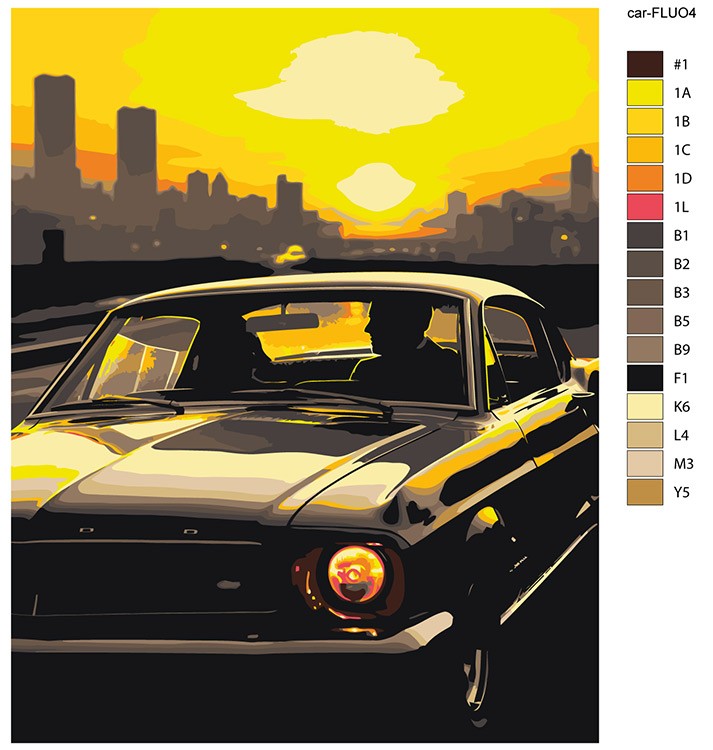 Картина по номерам, светящаяся в темноте «Машина на закате» — картинка 4