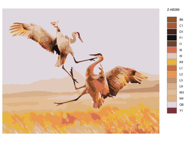 Картина по номерам «Сражающиеся журавли» — картинка 2