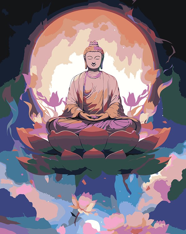 Картина по номерам «Буддизм: Будда на лотосе 2»