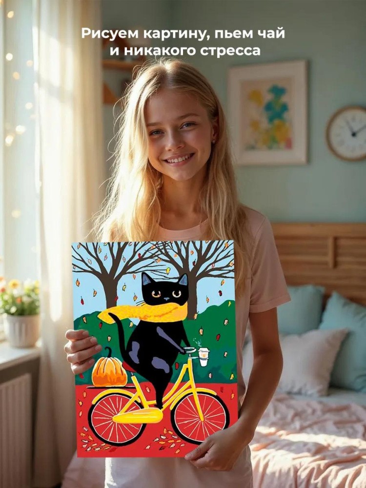 Картина по номерам «На велосипеде. Осень» — картинка 7