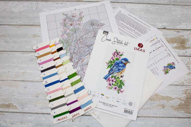 Набор для вышивания «Синяя птица на ветке» — картинка 3