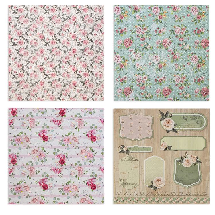 Бумага для скрапбукинга 15х15 см «Шебби-шик», 12 дизайнов — картинка 7