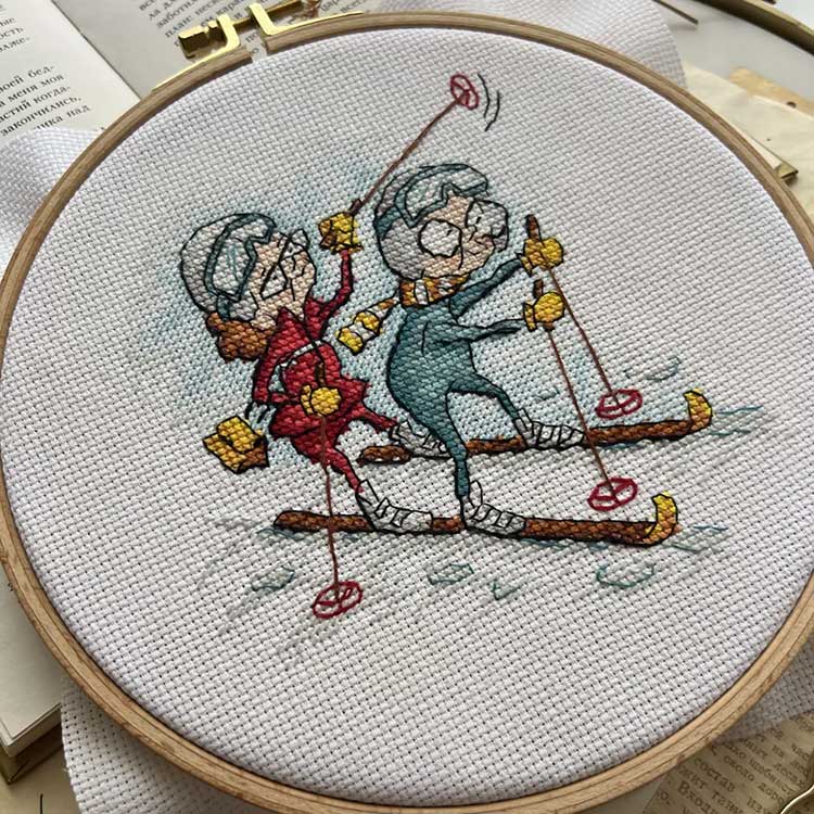 Набор для вышивания «Бабушки-лыжницы» — картинка 3