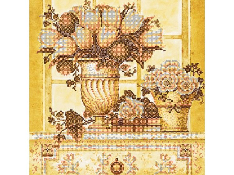 Схема для вышивки бисером «Палевые цветы»