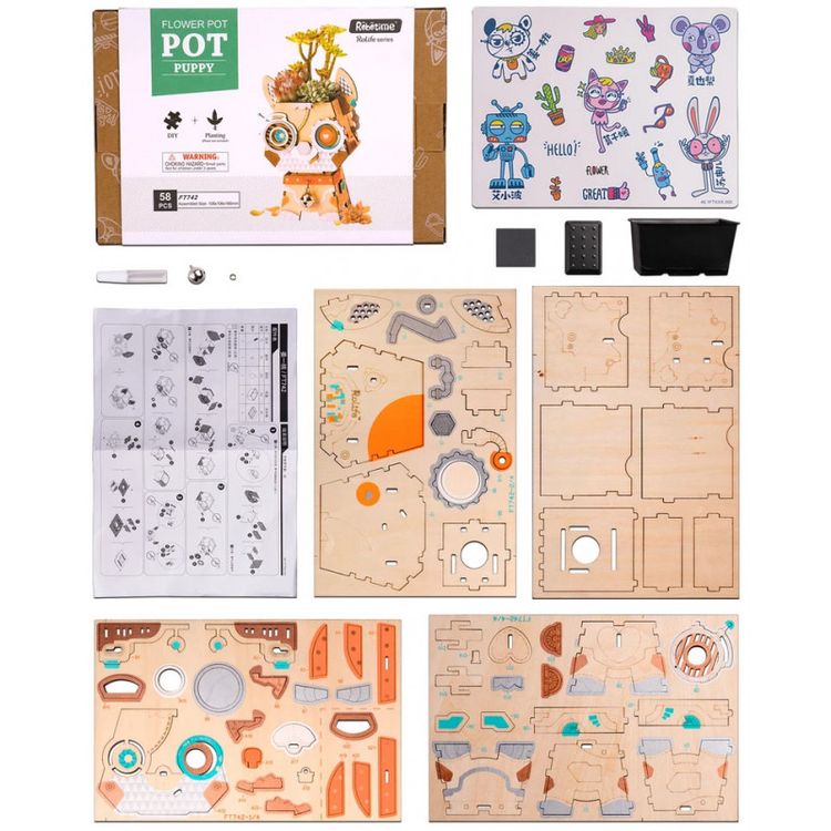 3D-пазл Цветочный горшок «Щенок», 58 элементов — картинка 6