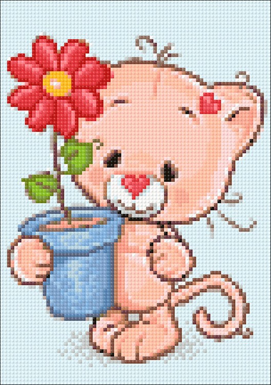 Алмазная вышивка «Котенок с подарком» — картинка 2