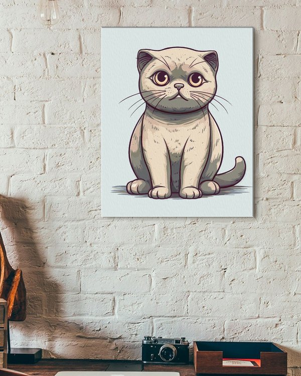 Картина по номерам «Милый шотландский вислоухий котик» — картинка 3