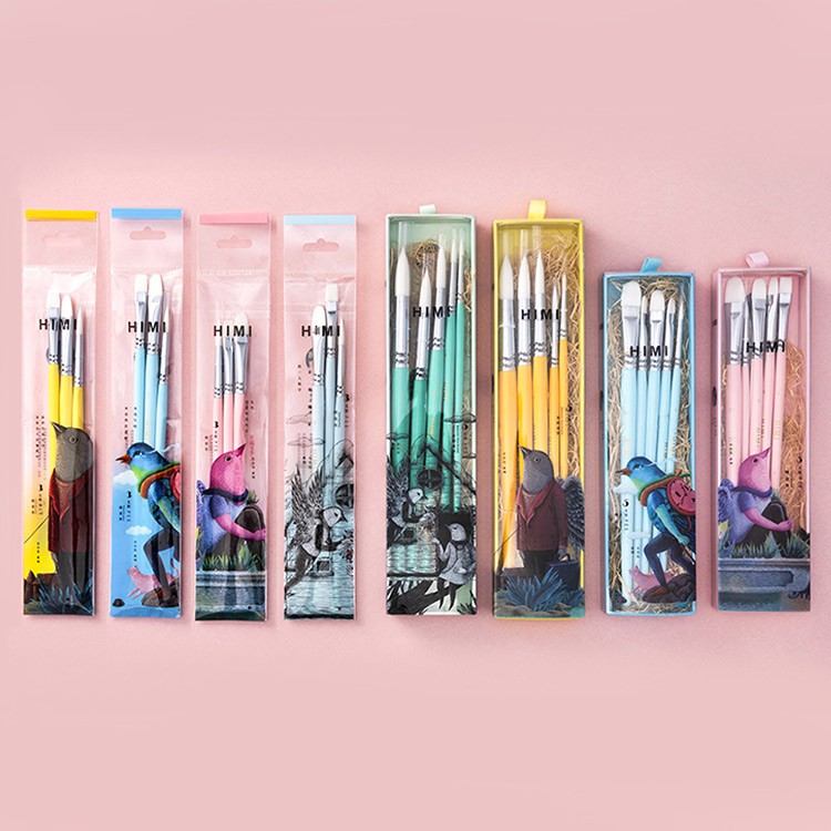 Набор художественных кистей HIMI розовый 3 шт. — картинка 3