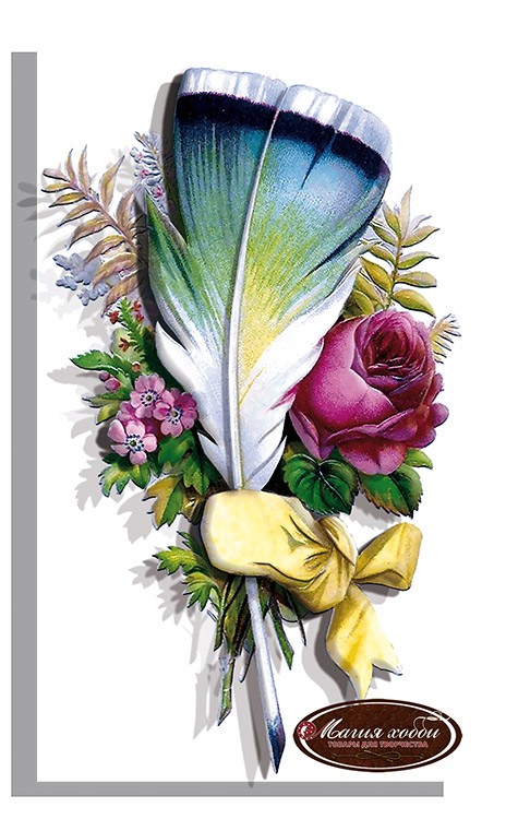 Набор папертоль «Букетики с перышками» 12x20 см, 2 шт. — картинка 2