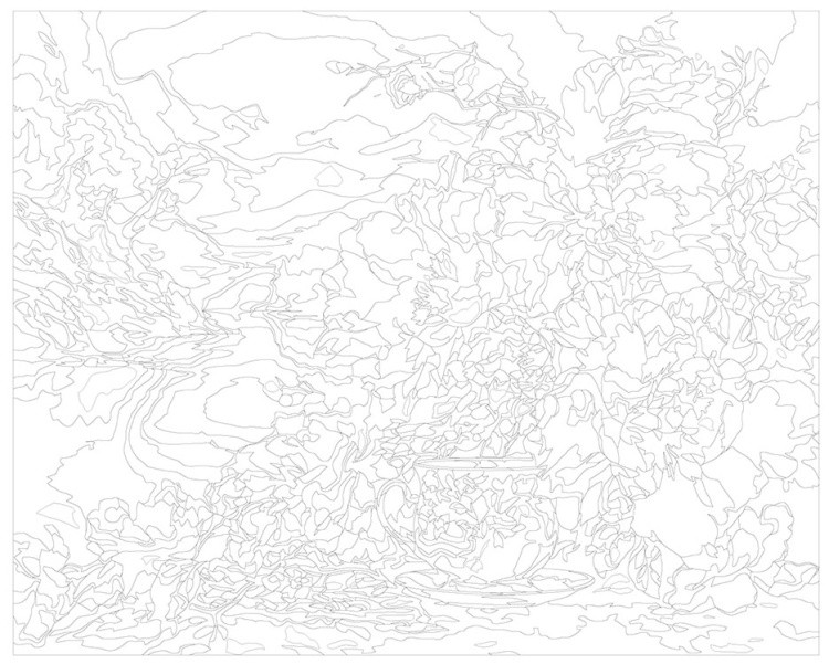 Картина по номерам «Цветы: Композиция с чашкой и пейзажем» — картинка 3